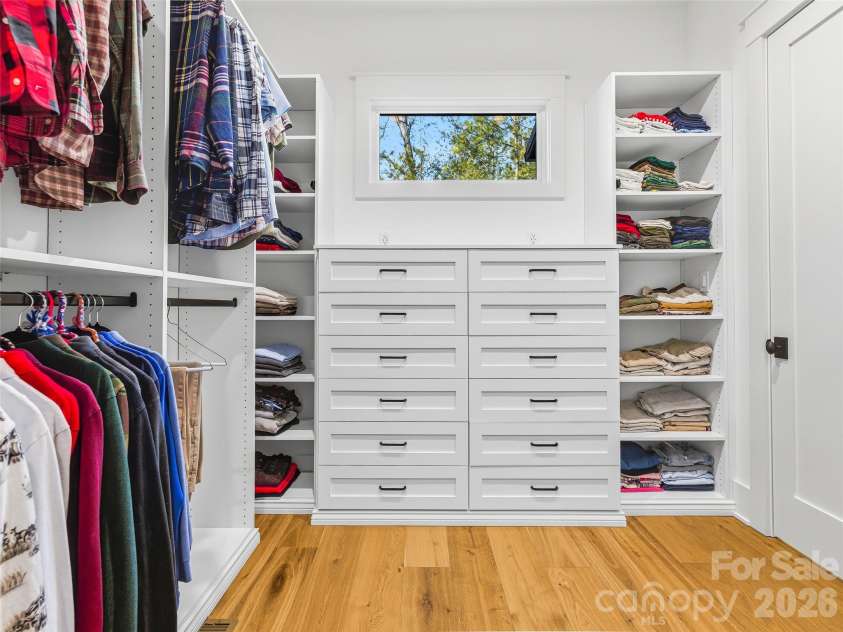 120 Boulder Creek Way, Asheville, NC 28805.  MLS# CAR4356297, YatesRealty ID 30119. Custom built walk-in closet w/built-in drawers and pull-out laundry hamper