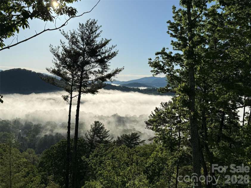 120 Boulder Creek Way, Asheville, NC 28805.  MLS# CAR4356297, YatesRealty ID 30119. Morning mist from kitchen window