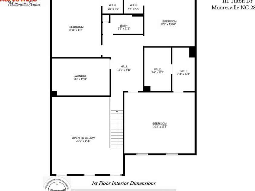 111 Tilton Drive, Mooresville, NC 28115.  MLS# CAR4254462, YatesRealty ID 30141. First floor measurements and floor plan