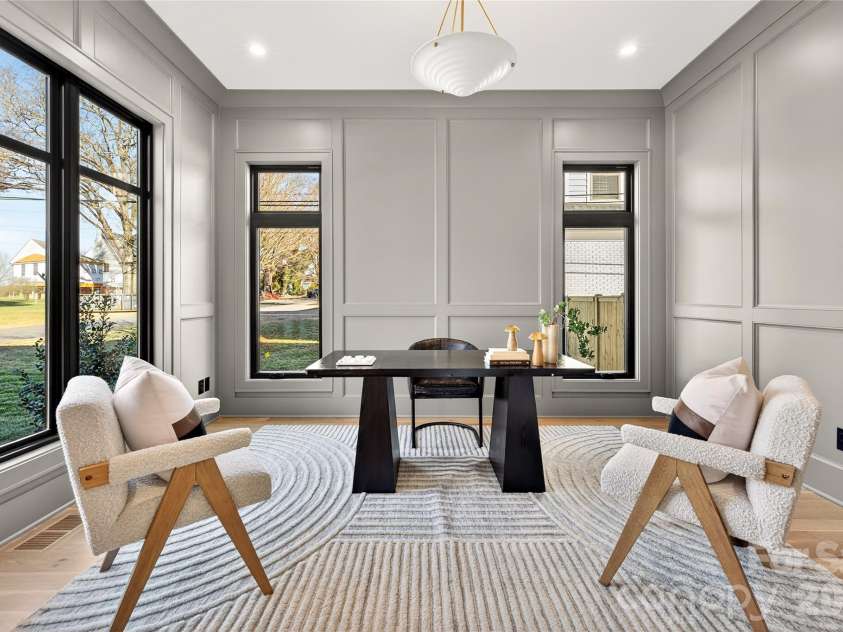 1316 Holmes Drive, Charlotte, NC 28209.  MLS# CAR4338664, YatesRealty ID 3016. Office or Library. Bright and inviting. Library paneling provides beautiful aesthetics of the room. 