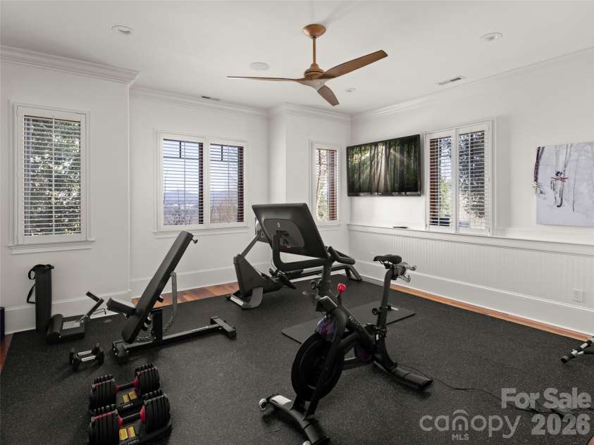47 Ridge Pine Trail, Arden, NC 28704.  MLS# CAR4370746, YatesRealty ID 30234. Exercise room