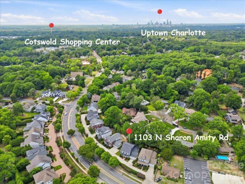 1103 Sharon Amity Road, Charlotte, NC 28211.  MLS# CAR4384442, YatesRealty ID 30270. Aerial