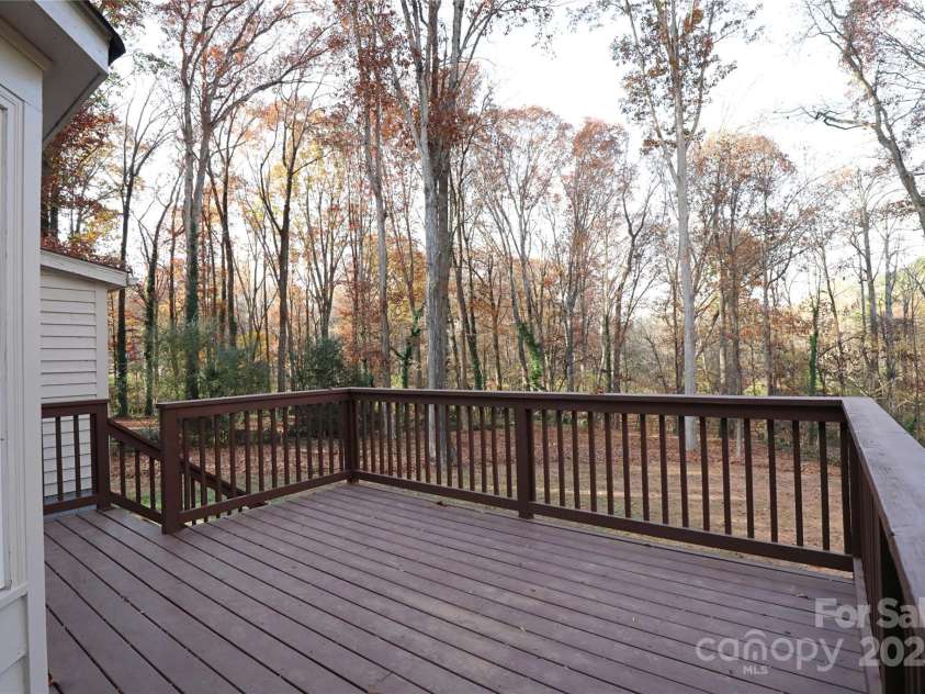 14027 Hackamore Drive, Matthews, NC 28105.  MLS# CAR4265300, YatesRealty ID 30286. Deck view with lots of privacy!