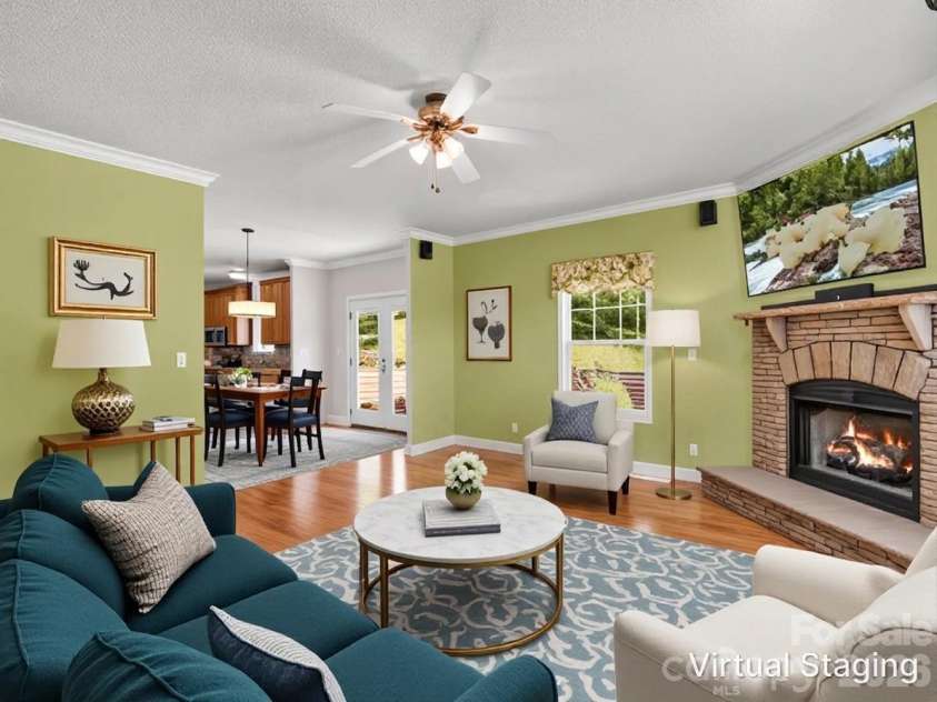 2255 Mount Olivet Road, Zirconia, NC 28790.  MLS# CAR4390852, YatesRealty ID 30295. Living Room, Virtually Staged