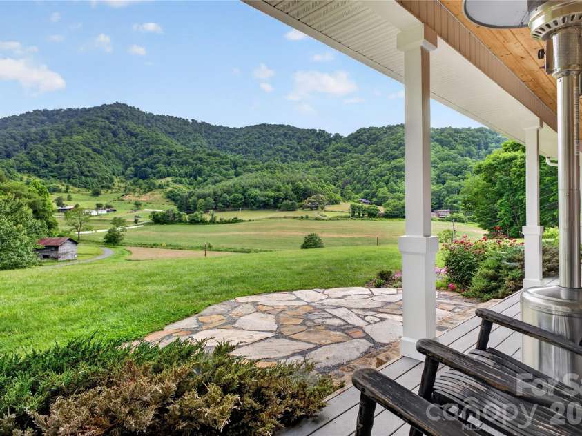 227 Black Bear Cove, Clyde, NC 28721.  MLS# CAR4393191, YatesRealty ID 30326. Covered Front Porch with Mountain Views