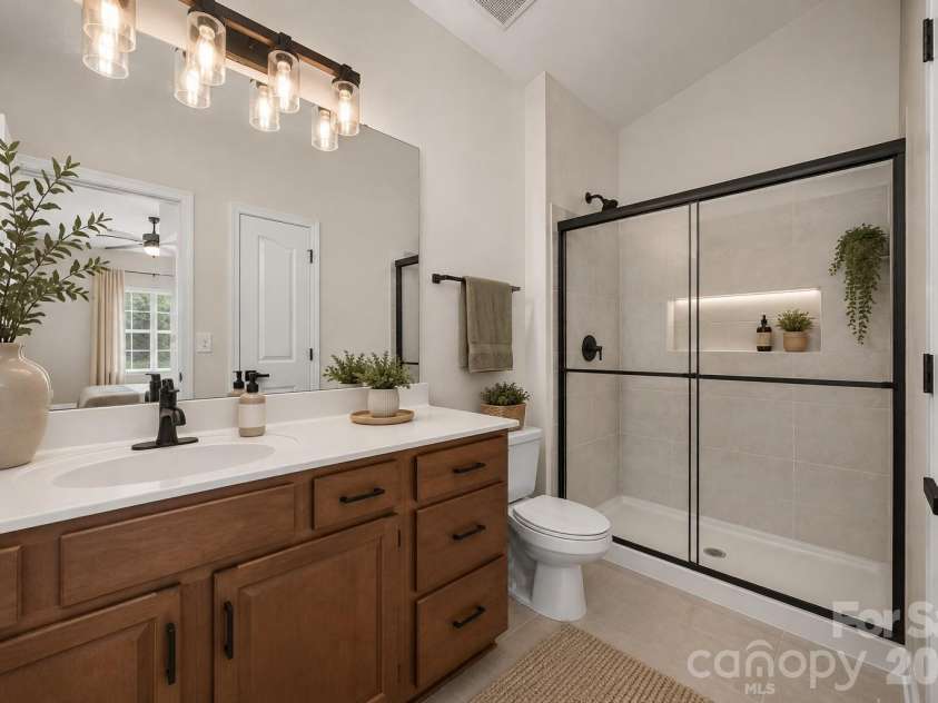 12363 Copper Mountain Boulevard, Charlotte, NC 28277.  MLS# CAR4393289, YatesRealty ID 30327. Virtually Staged Photo of Primary Bathroom