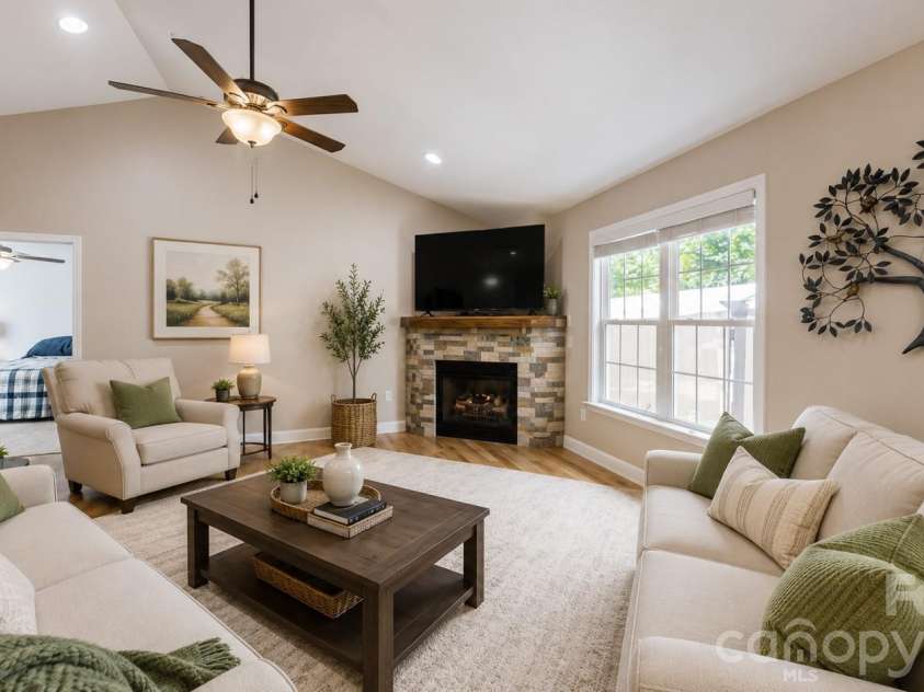 6825 Forney Hill Road, Denver, NC 28037.  MLS# CAR4389919, YatesRealty ID 30337. VIRTUALLY STAGED LIVING ROOM