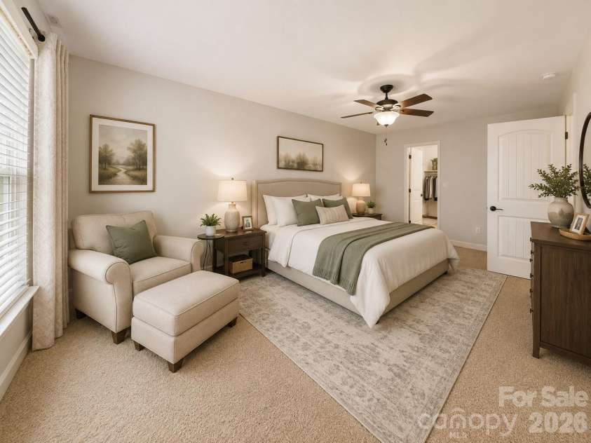 6825 Forney Hill Road, Denver, NC 28037.  MLS# CAR4389919, YatesRealty ID 30337. VIRTUALLY STAGED PRIMARY BEDROOM