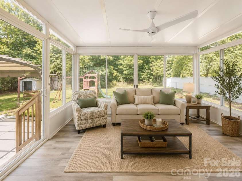 6825 Forney Hill Road, Denver, NC 28037.  MLS# CAR4389919, YatesRealty ID 30337. VIRTUALLY STAGED SUNROOM
