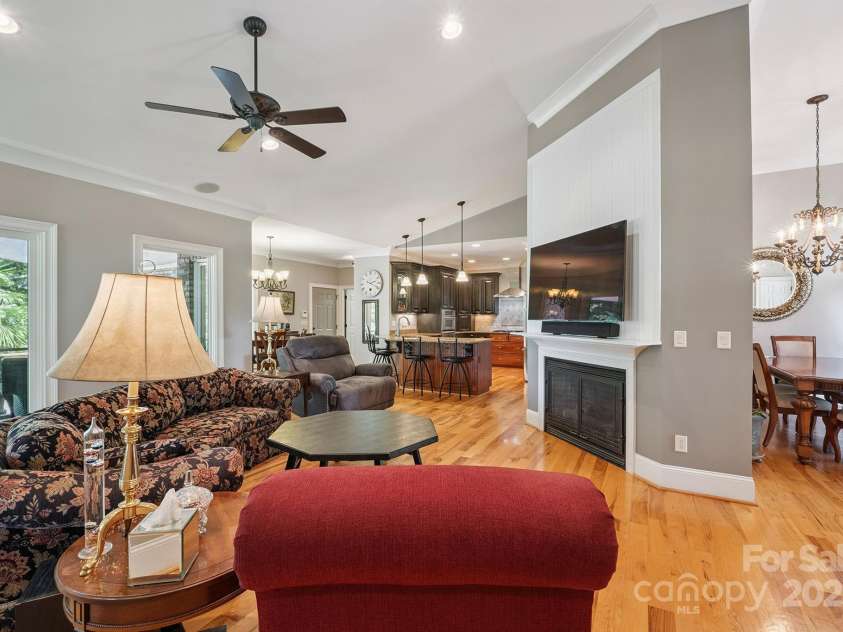 8304 Renee Ford Road, Stanfield, NC 28163.  MLS# CAR4281370, YatesRealty ID 30368. Great Room with views of the Dining Room, Kitchen, Sunroom and Breakfast area. The open modern layout is great for entertaining.