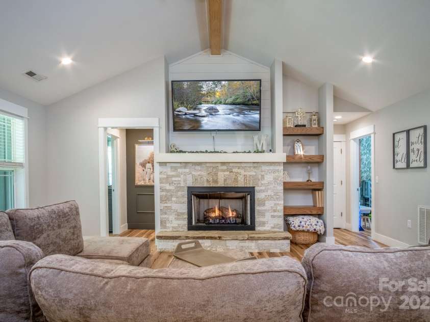 50 Red Clover Lane, Pisgah Forest, NC 28768.  MLS# CAR4271803, YatesRealty ID 30371. Gas log fireplace