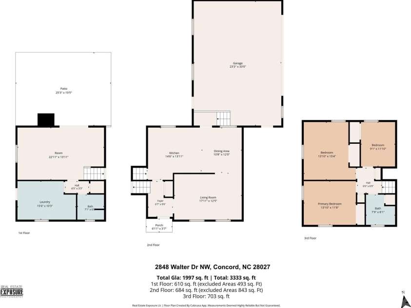 2848 Walter Drive, Concord, NC 28027.  MLS# CAR4383876, YatesRealty ID 30383. 