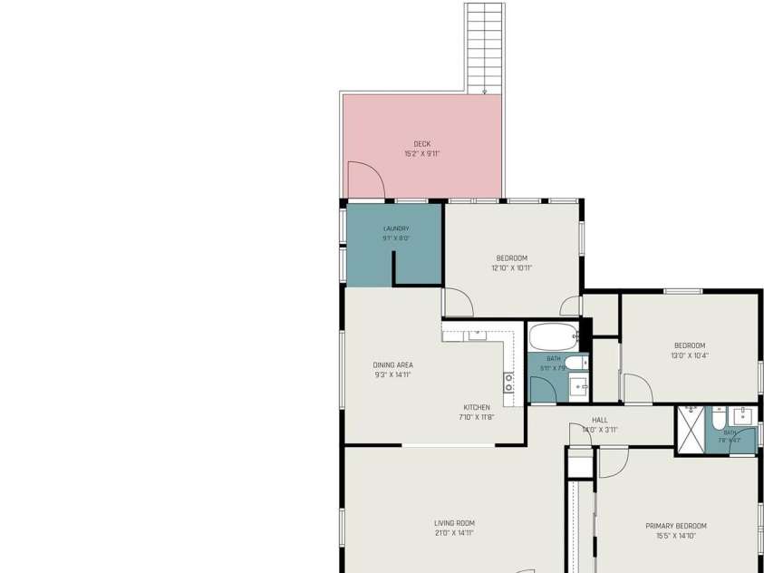 9118 Lakebrook Road, Charlotte, NC 28214.  MLS# CAR4381159, YatesRealty ID 30432. Floorplan w/ Measurements