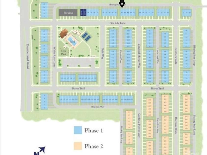 6605 Fire Lily Lane, Charlotte, NC 28216.  MLS# CAR4385591, YatesRealty ID 30458. Community Map Showing Homesite 43