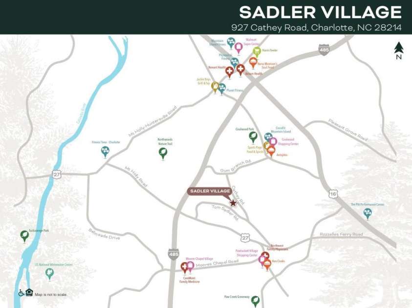 2012 Sadler Woods Lane, Charlotte, NC 28214.  MLS# CAR4233930, YatesRealty ID 3050. Sadler Village Area Map