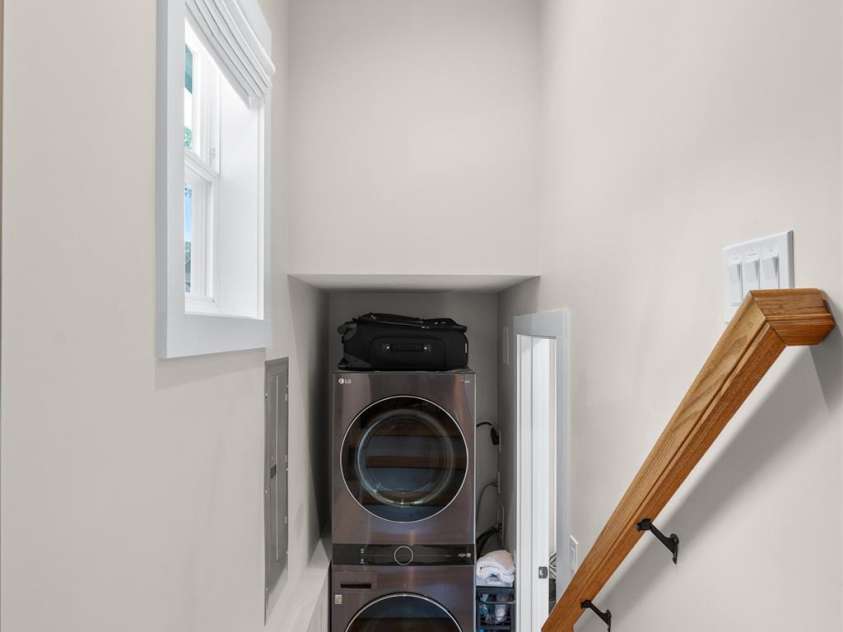 109 Thurland Avenue, Asheville, NC 28803.  MLS# CAR4261311, YatesRealty ID 30501. Laundry off bathroom in lower level of ADU