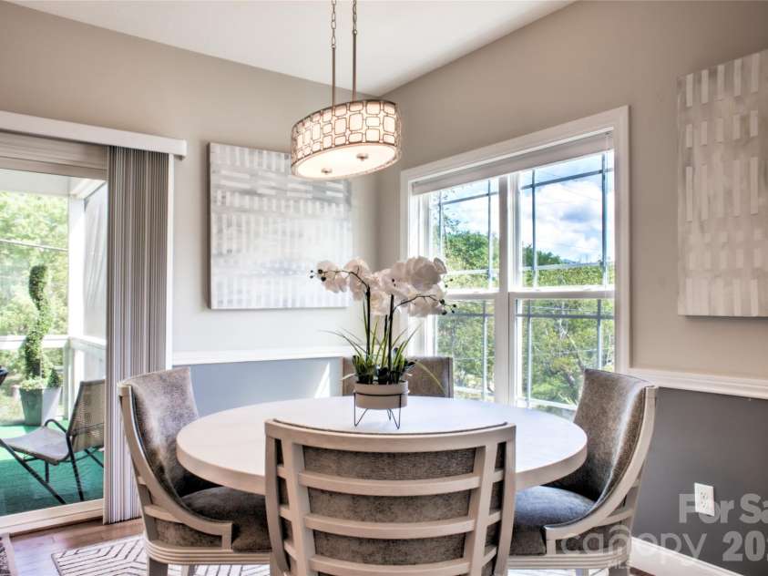 22 Water Pointe Way, Weaverville, NC 28787.  MLS# CAR4388539, YatesRealty ID 30505. Dining area flows to screened in porch