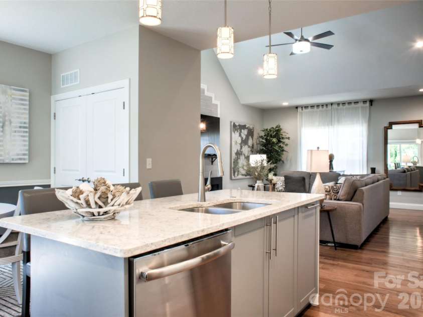 22 Water Pointe Way, Weaverville, NC 28787.  MLS# CAR4388539, YatesRealty ID 30505. Kitchen flows to dining area and living area