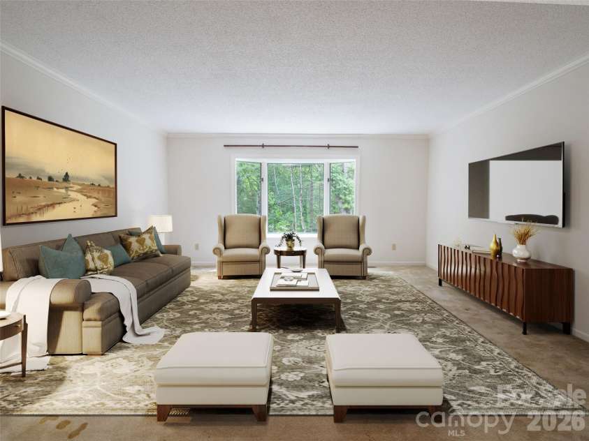 40 Applecross Road, Weaverville, NC 28787.  MLS# CAR4383217, YatesRealty ID 30515. Living room virtually staged