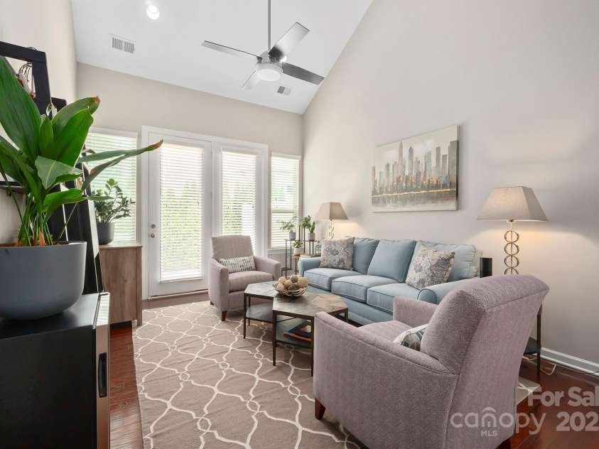 7322 Dulnian Way, Charlotte, NC 28278.  MLS# CAR4272540, YatesRealty ID 30530. French doors to patio from great room.