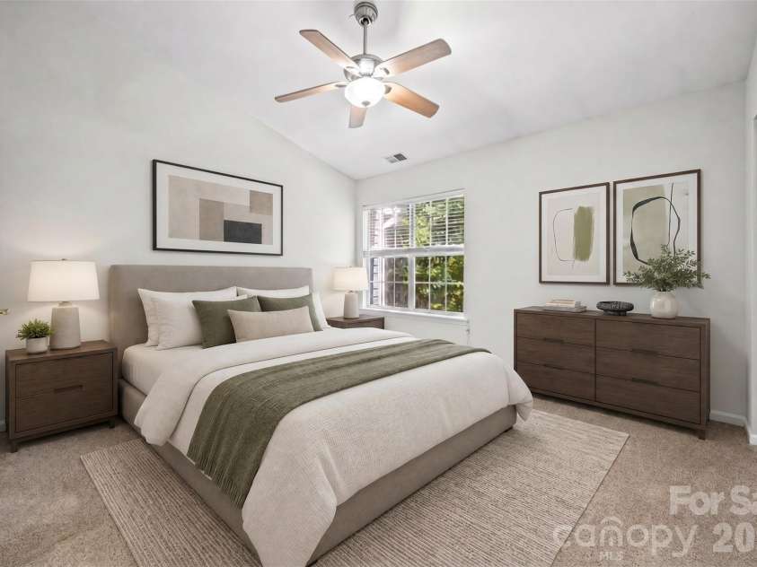 8117 Circle Tree Lane, Charlotte, NC 28277.  MLS# CAR4383359, YatesRealty ID 30542. Primary bedroom (virtually staged)
