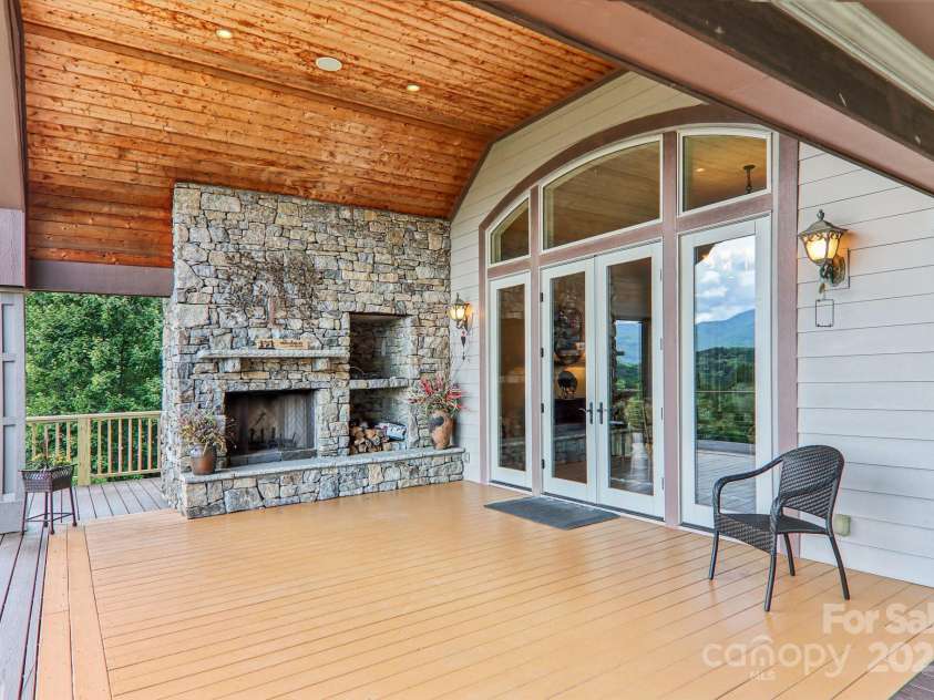 149 Cardinal Lane, Waynesville, NC 28786.  MLS# CAR4284459, YatesRealty ID 30625. Outdoor fireplace