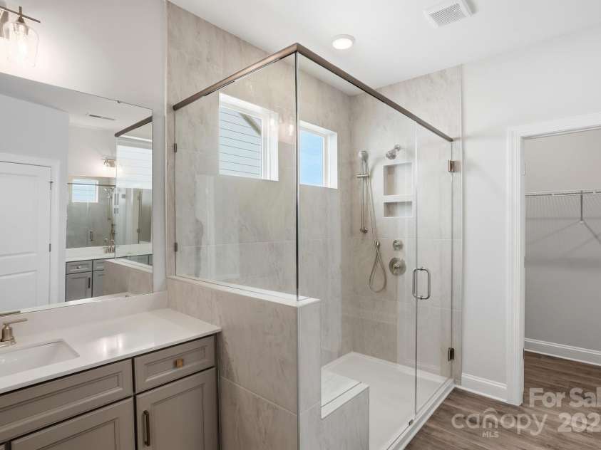 1247 Carrington Drive, Stanley, NC 28164.  MLS# CAR4285193, YatesRealty ID 30649. Primary Bathroom with Luxury Shower