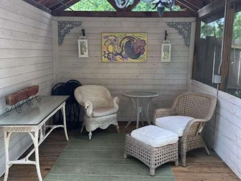 10 Rhododendron Drive, Asheville, NC 28805.  MLS# CAR4274926, YatesRealty ID 30669. Sitting area inside Gazebo