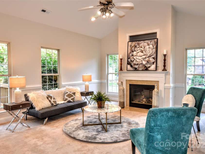 4304 Mara Lane, Monroe, NC 28110.  MLS# CAR4283425, YatesRealty ID 30670. Huge greatroom has vaulted ceiling, fireplace with gas logs