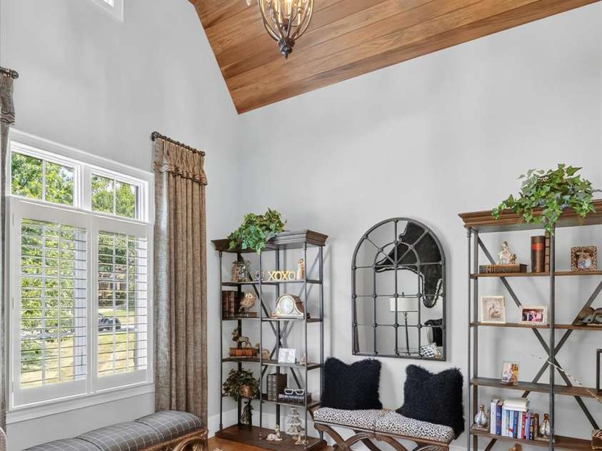 1100 Seminole Drive, Indian Land, SC 29707.  MLS# CAR4285132, YatesRealty ID 30711. Front office with vaulted wood ceiling and beautiful views