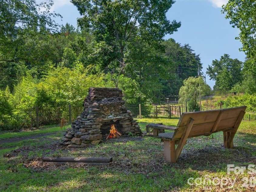 66 Misery Ridge Trail, Mill Spring, NC 28756.  MLS# CAR4385906, YatesRealty ID 30739. Outdoor fireplace.