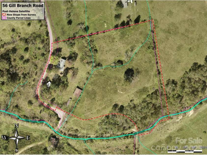 56 Gill Branch Road, Weaverville, NC 28787.  MLS# CAR4270678, YatesRealty ID 3075. Post-Helene Satellite shows no visible damage
