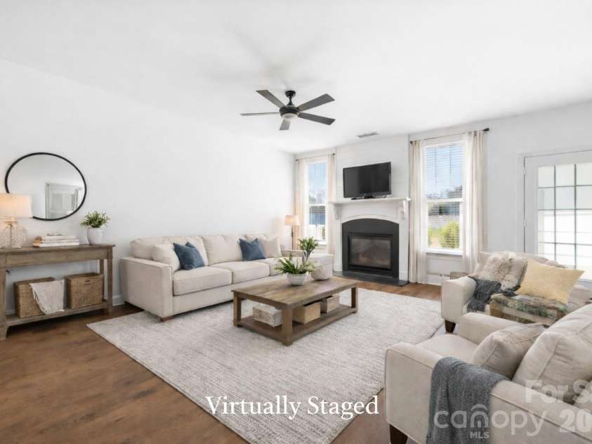 15725 Chipping Drive, Huntersville, NC 28078.  MLS# CAR4335017, YatesRealty ID 3076. Virtually staged living room