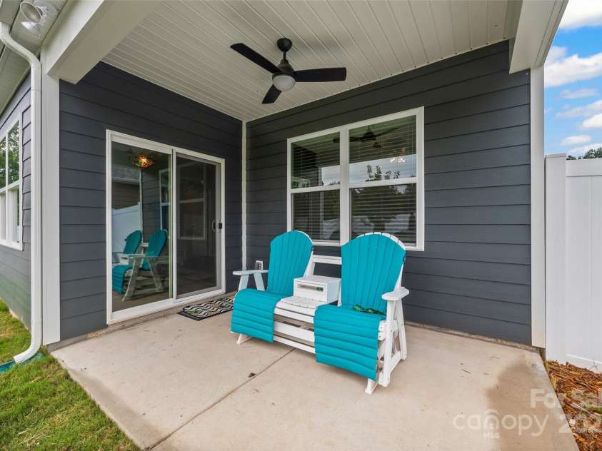 1235 Rutherford Street, York, SC 29745.  MLS# CAR4289846, YatesRealty ID 30760. Covered Patio with Ceiling Fan