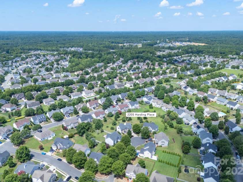 2205 Harding Place, Indian Trail, NC 28079.  MLS# CAR4279210, YatesRealty ID 30823. Aerial of Community