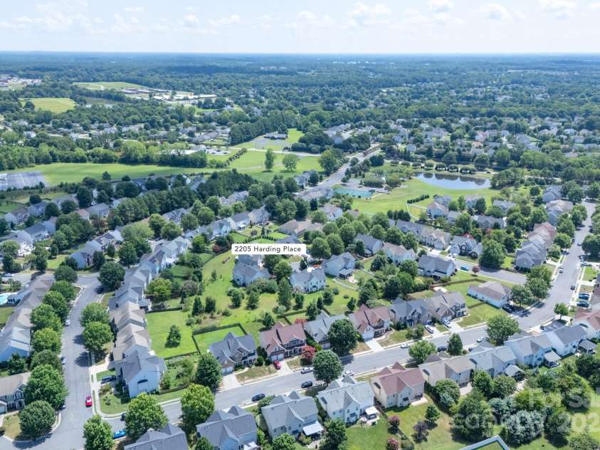 2205 Harding Place, Indian Trail, NC 28079.  MLS# CAR4279210, YatesRealty ID 30823. Aerial of Community