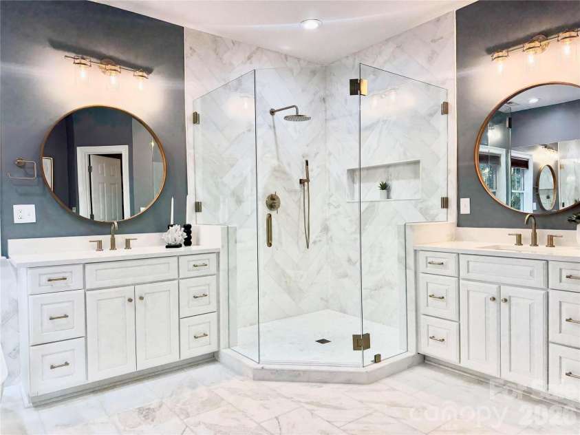 2907 Park Road, Charlotte, NC 28209.  MLS# CAR4390579, YatesRealty ID 30860. Wow Factor Primary Bath with Separate Vanities