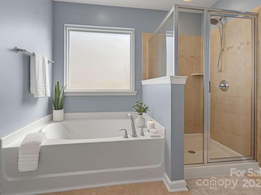 1349 Bridgeford Drive, Huntersville, NC 28078.  MLS# CAR4320318, YatesRealty ID 30883. Virtually Staged Primary Bath