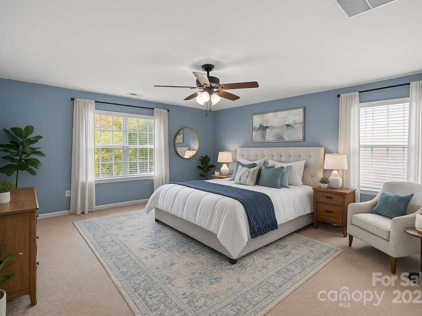 1349 Bridgeford Drive, Huntersville, NC 28078.  MLS# CAR4320318, YatesRealty ID 30883. Virtually Staged Primary Bedroom