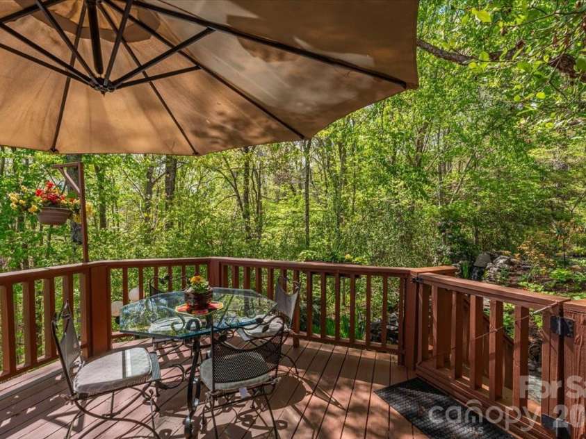 1108 Rocky Knob Road, Waynesville, NC 28786.  MLS# CAR4371644, YatesRealty ID 30890. Dine with a water feature view