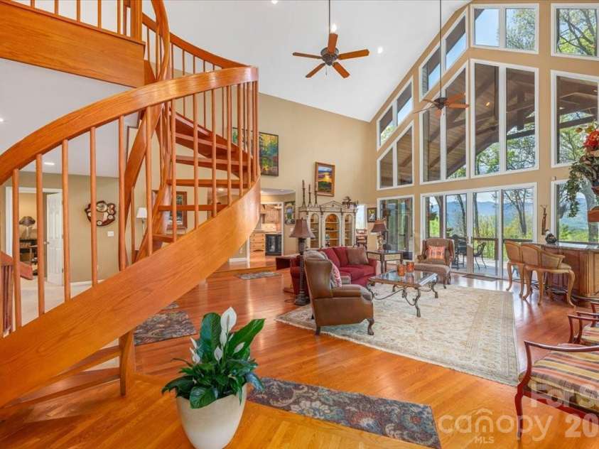 1108 Rocky Knob Road, Waynesville, NC 28786.  MLS# CAR4371644, YatesRealty ID 30890. Dramatic spaces