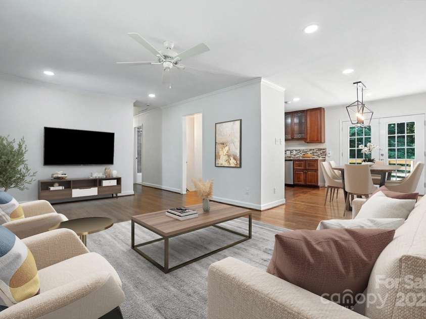 2528 Arnold Drive, Charlotte, NC 28205.  MLS# CAR4277706, YatesRealty ID 30895. Virtually staged living, dining, kitchen