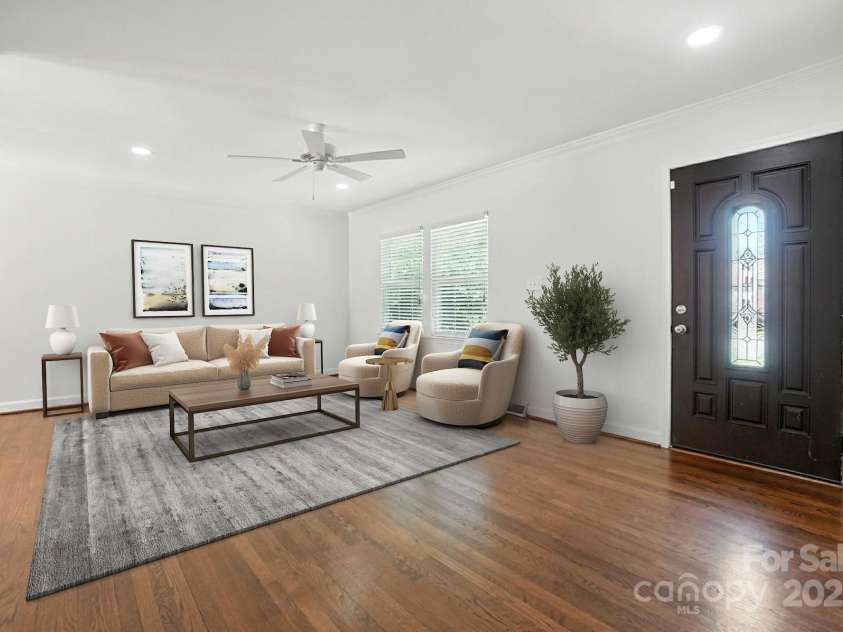 2528 Arnold Drive, Charlotte, NC 28205.  MLS# CAR4277706, YatesRealty ID 30895. Virtually staged living room