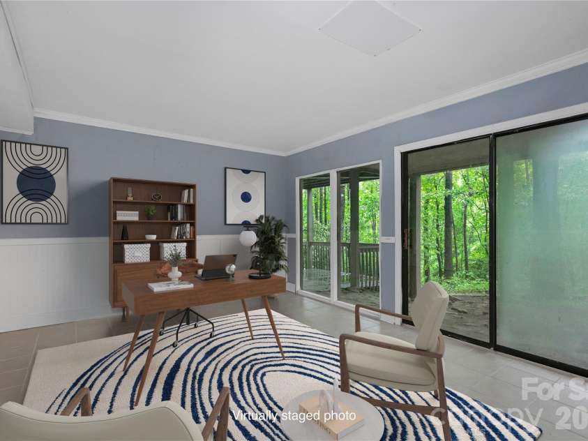 56 Guque Court, Brevard, NC 28712.  MLS# CAR4391612, YatesRealty ID 30909. On the floorplan this is labeled as a Bonus Room, but would make a wonderful Office. Virtually Staged