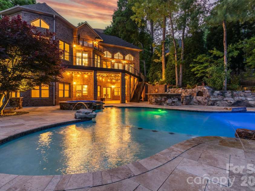 1440 Langdon Road, Sherrills Ford, NC 28673.  MLS# CAR4382448, YatesRealty ID 30910. Pool at twilight