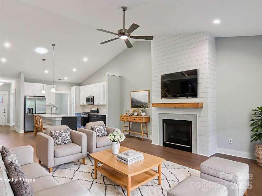 23 Cozy Cottage Way, Arden, NC 28704.  MLS# CAR4276854, YatesRealty ID 30919. Open floor plan flowing from kitchen to living area