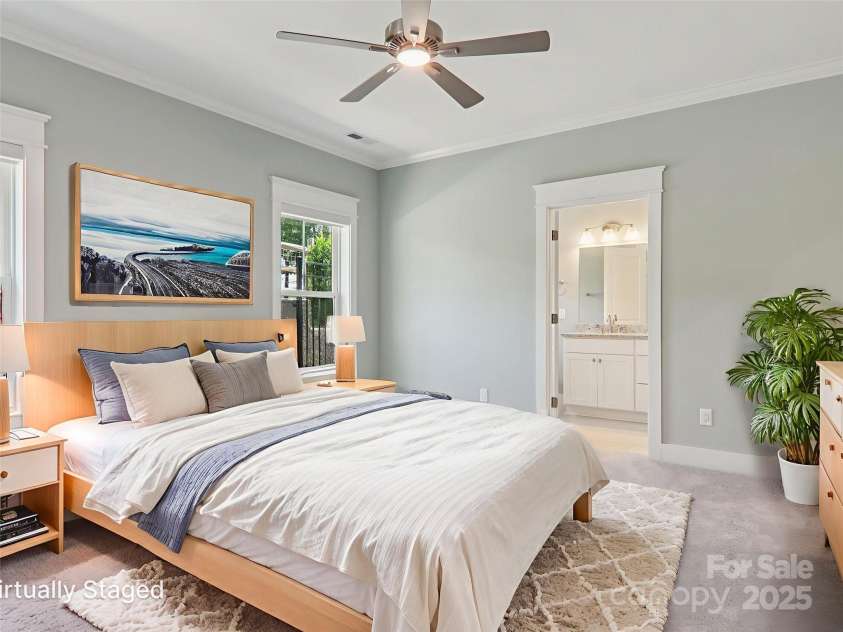 23 Cozy Cottage Way, Arden, NC 28704.  MLS# CAR4276854, YatesRealty ID 30919. Primary bedroom comfortably fits a king size bed 