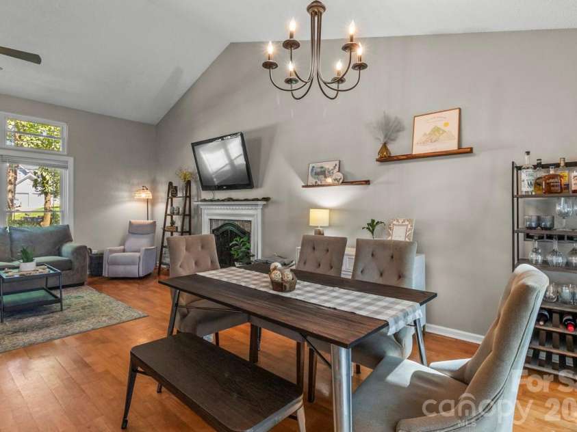 14018 Naworth Lane, Huntersville, NC 28078.  MLS# CAR4381106, YatesRealty ID 30939. Open concept Dining Room overlooking the Living Room with cathedral ceiling 