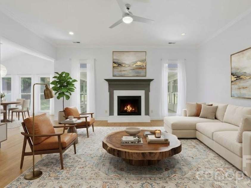 10314 Rougemont Lane, Charlotte, NC 28277.  MLS# CAR4375899, YatesRealty ID 30954. Virtually Staged Living Room