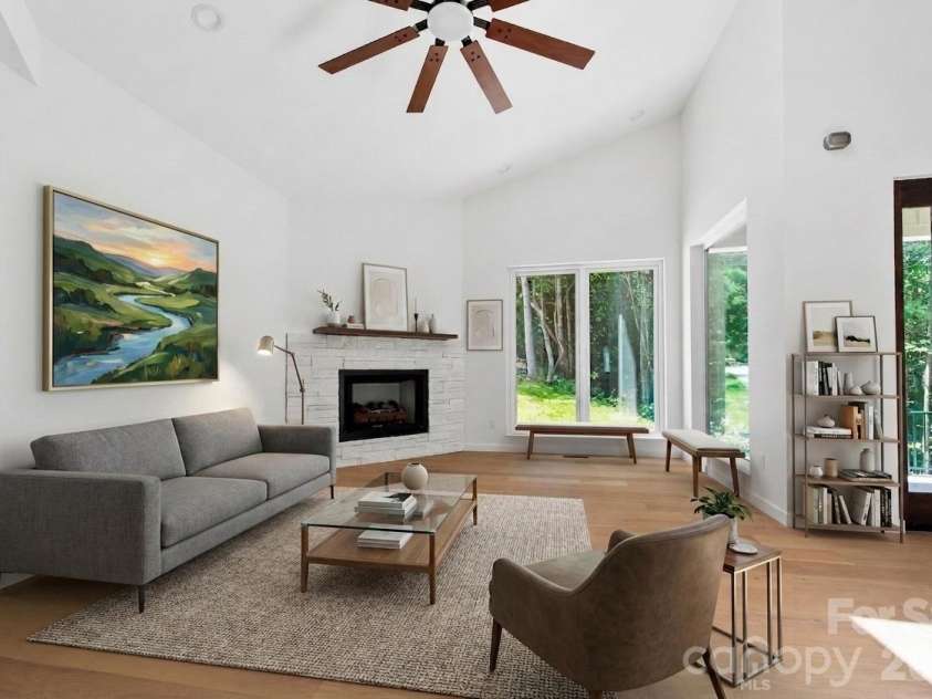23 Early Spring Way, Leicester, NC 28748.  MLS# CAR4393952, YatesRealty ID 30974. AI rendered furnishings